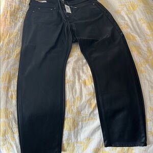 Chic Black Faux Leather Trousers